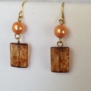 Premier Designs Bistro Earrings Lightweight Brown Orange Gold